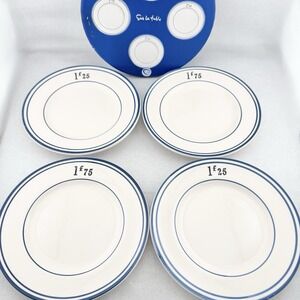 Vintage Sur La Table French Bistro Appetizer Plates Set Antique Check Bill Style